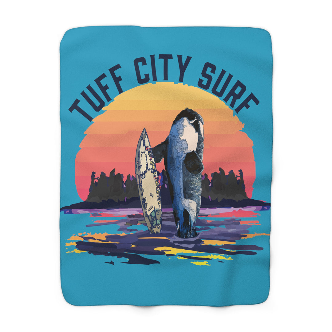 Orcas Do Surf Sherpa Fleece Blanket