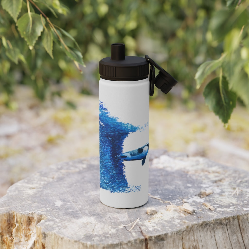 Whos eating Who? Stainless Steel Water Bottle, Sports Lid