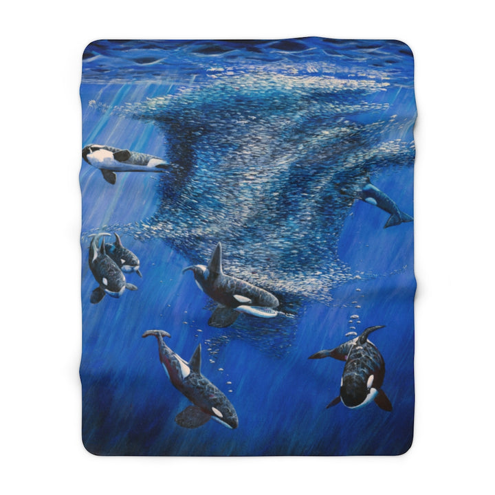 Orca Feast Sherpa Fleece Blanket