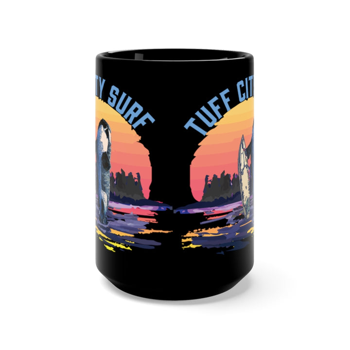 Orcas Do Surf Black Mug 15oz