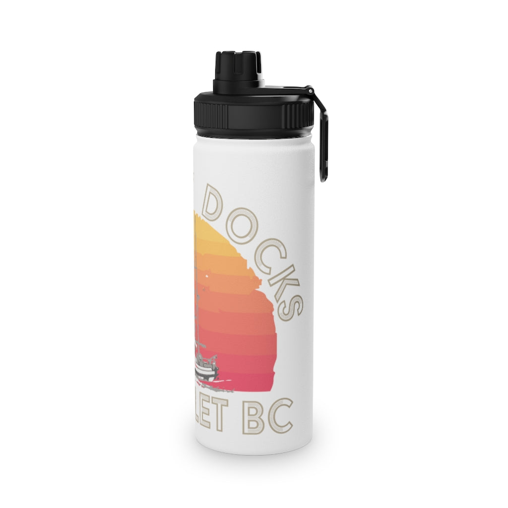 Whiskey Docks Stainless Steel Water Bottle, Sports Lid