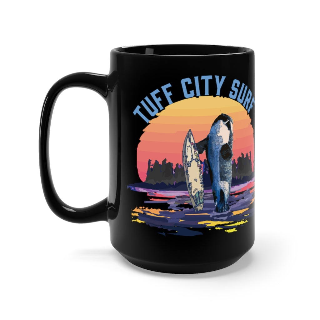 Orcas Do Surf Black Mug 15oz