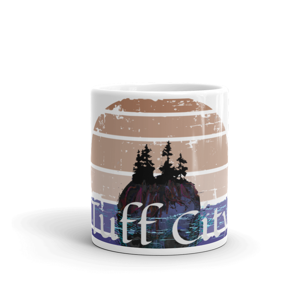 Tuff City Island White glossy mug