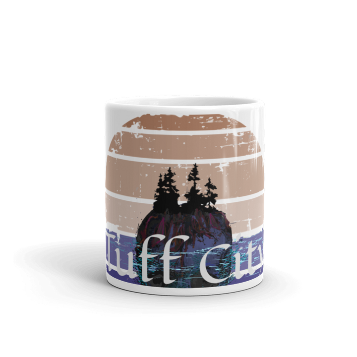 Tuff City Island White glossy mug