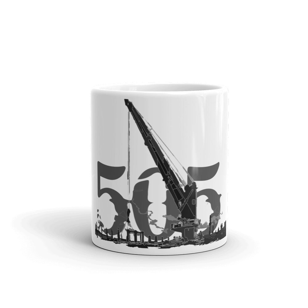 505 an hr White glossy mug