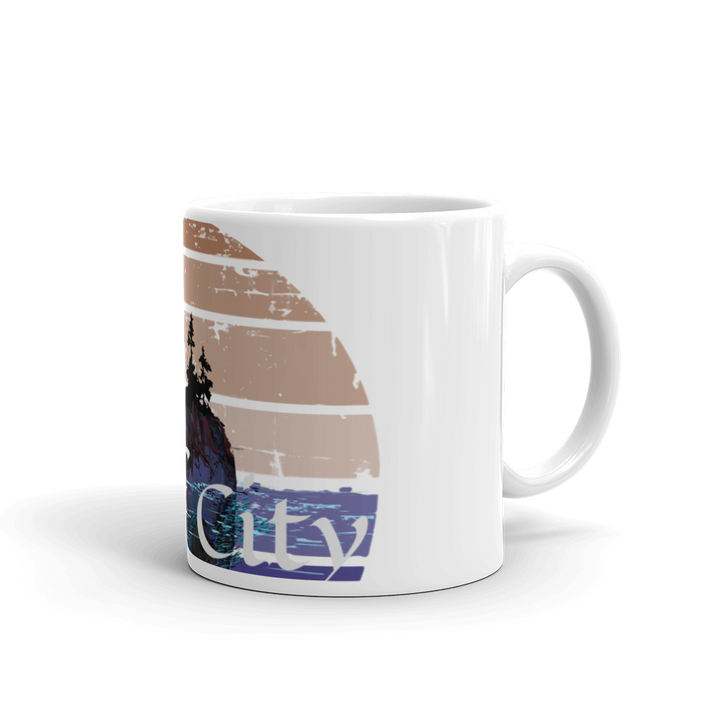 Tuff City Island White glossy mug