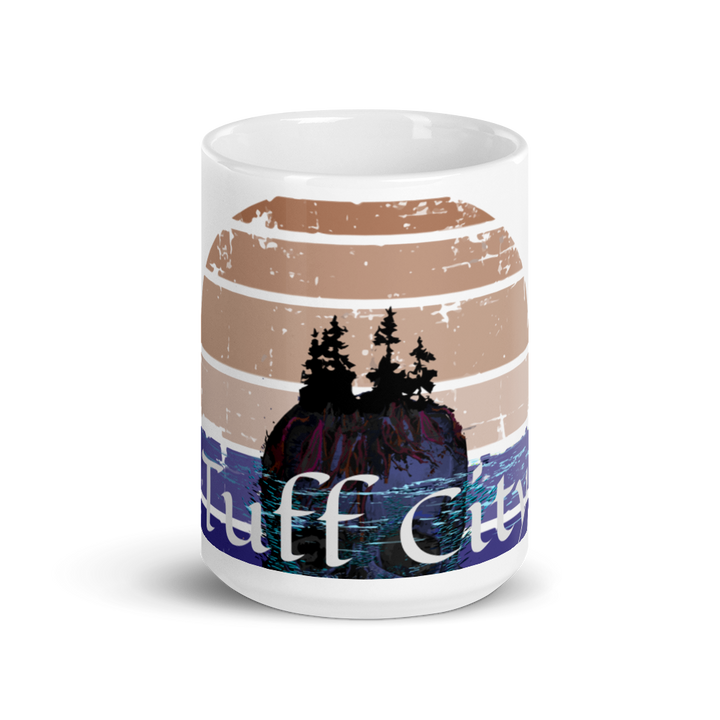 Tuff City Island White glossy mug