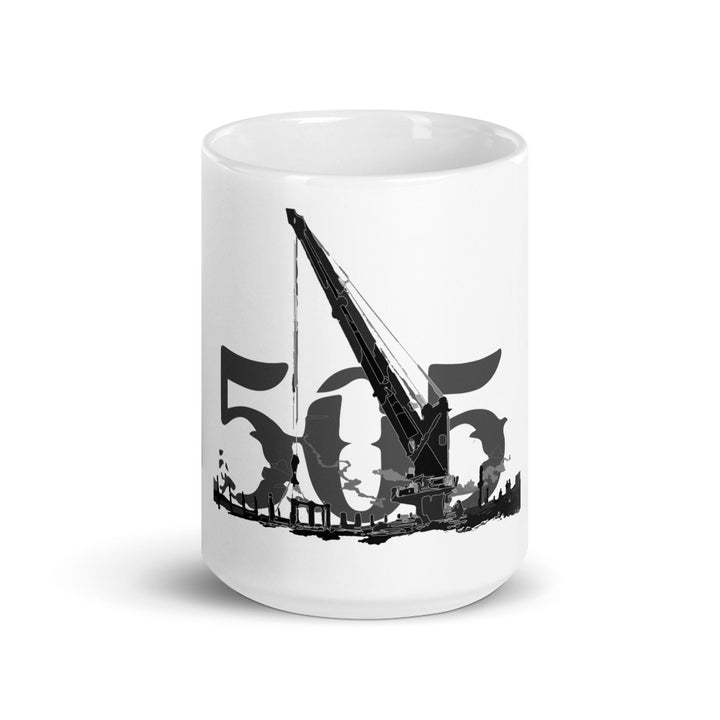 505 an hr White glossy mug