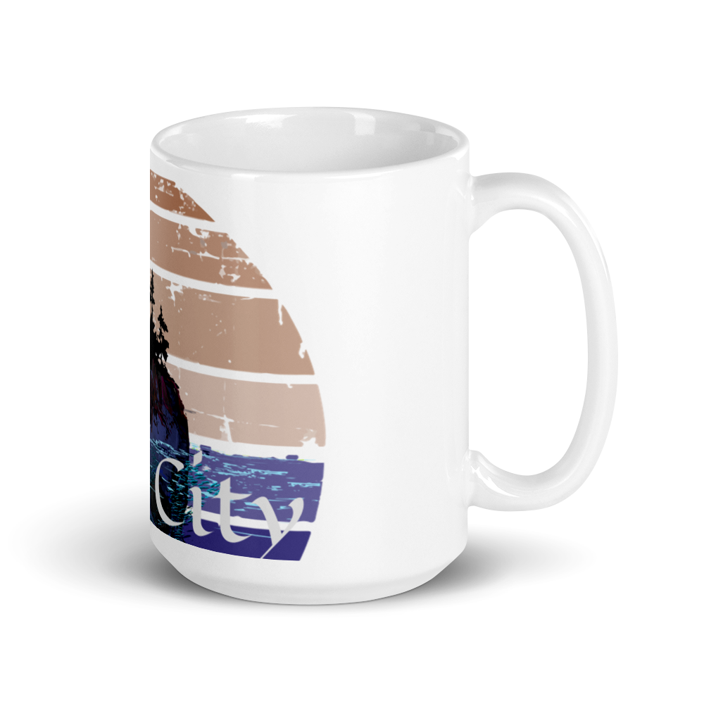 Tuff City Island White glossy mug