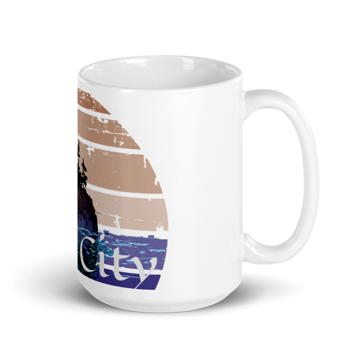 Tuff City Island White glossy mug